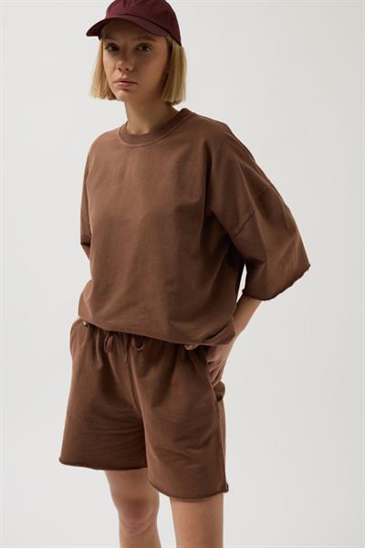 Oversize Lazer Kesim Bisiklet Yaka T-Shirt