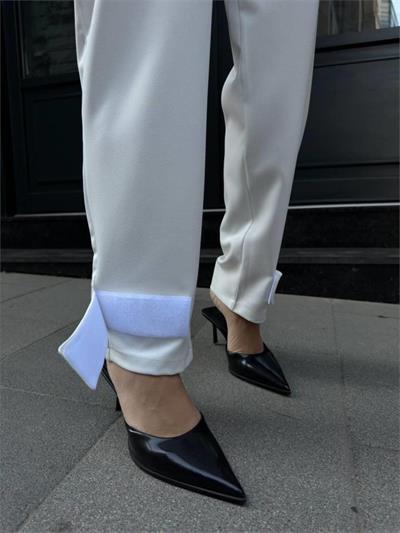 PAÇASI CIRTLI PANTOLON - Beyaz