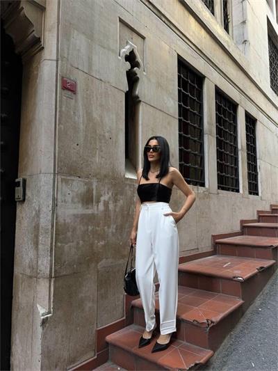 PAÇASI CIRTLI PANTOLON - Beyaz