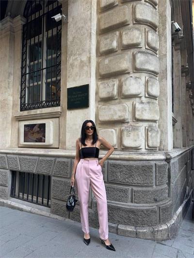 PAÇASI CIRTLI PANTOLON - Pudra