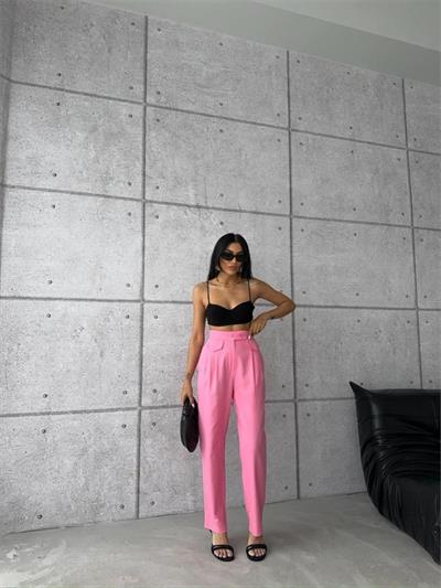 PANTOLON KAPALI CEP 3 DÜĞME DETAYLI - Pembe