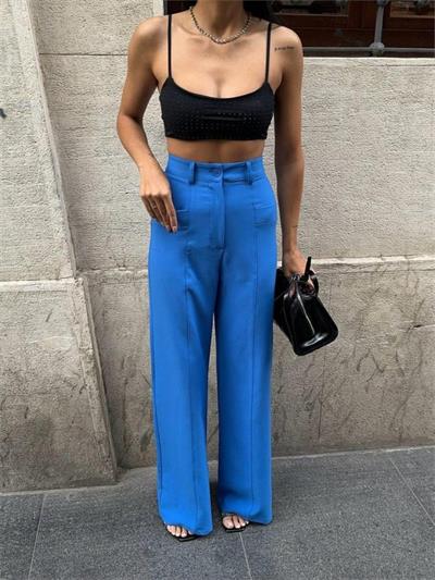 PANTOLON KAPALI CEP DETAYLI SALAŞ PANTOLON - Mavi