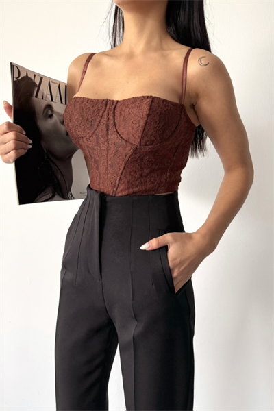 PANTOLON PENSLİ ATLAS KUMAŞ - Siyah