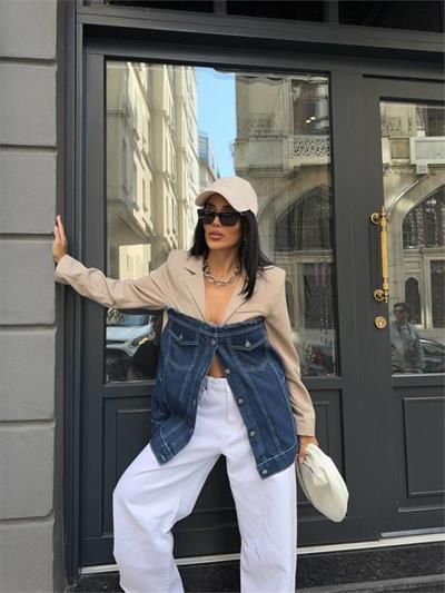 PARÇALI CEKET ÜST ATLAS - ALT KOT - Bej