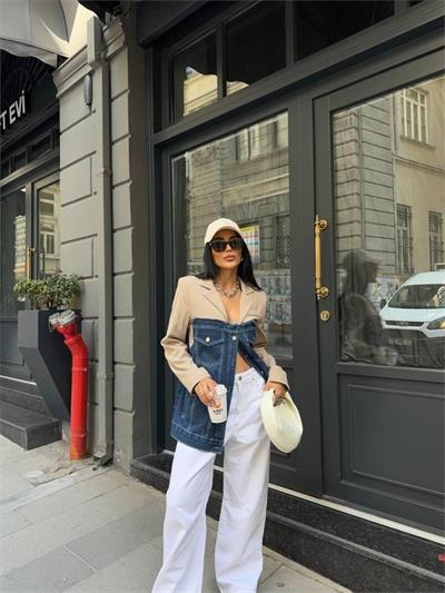 PARÇALI CEKET ÜST ATLAS - ALT KOT - Bej