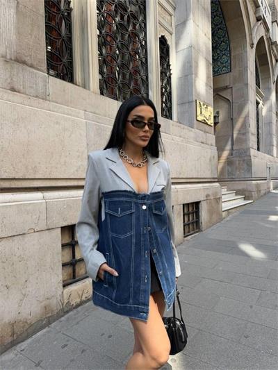 PARÇALI CEKET ÜST ATLAS - ALT KOT - Gri