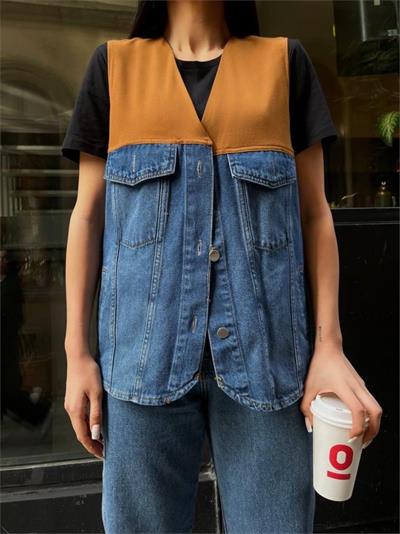 PARÇALI KOT YELEK (ÜST ATLAS) - Kahverengi