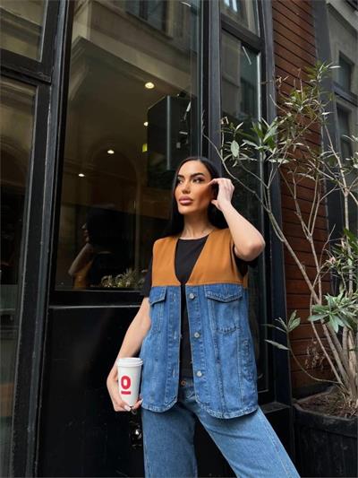 PARÇALI KOT YELEK (ÜST ATLAS) - Kahverengi