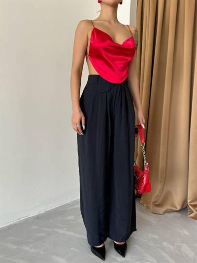 PİLE VE CEP KAPAK DEYALI SALAŞ PANTOLON - Siyah