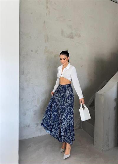 PİLİSE ŞANEL BOY ETEK LACİ - Lacivert