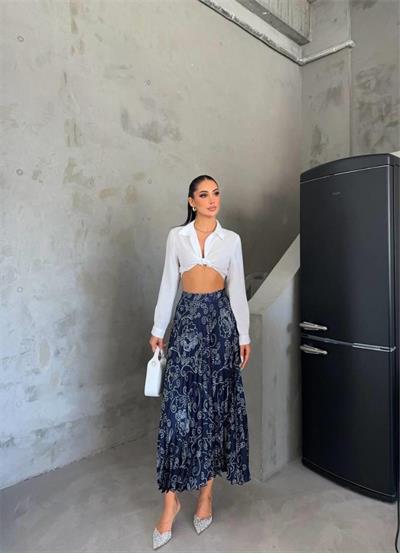 PİLİSE ŞANEL BOY ETEK LACİ - Lacivert