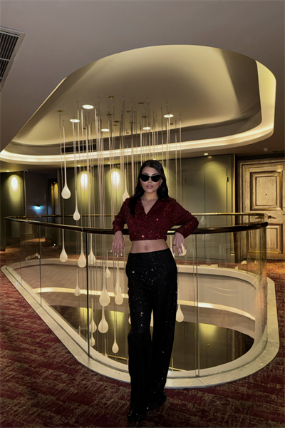 PULLU CROP KRUVAZE BLUZ - Bordo