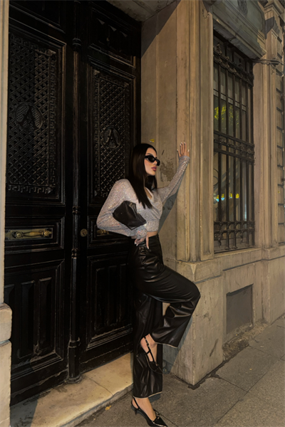 PULLU CROP KRUVAZE BLUZ - Gümüş