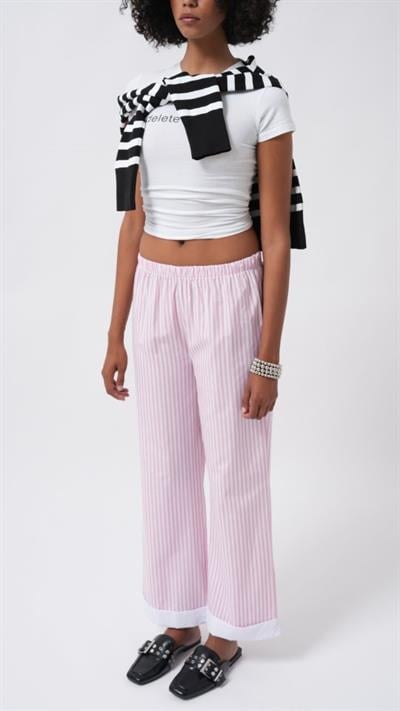 Paça Şerit Detay Çizgili Pantolon