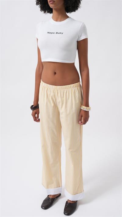 Paça Şerit Detay Çizgili Pantolon