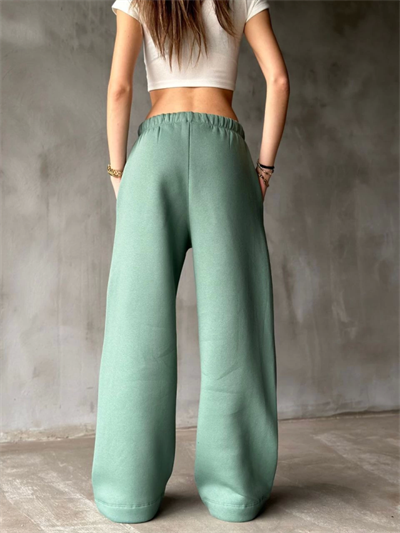 Palazzo Bol Paça Eşofman Pantolon - Yeşil