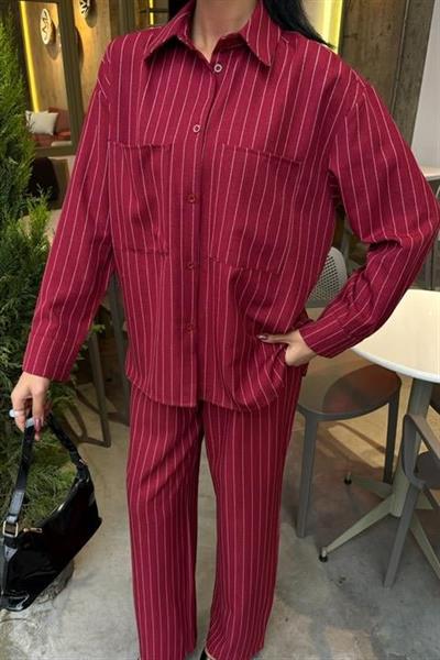 Palazzo Pantolonlu Çizgili Takım 10092