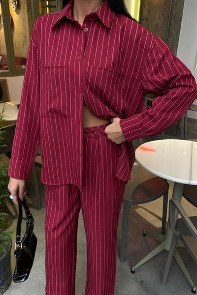 Palazzo Pantolonlu Çizgili Takım 10092