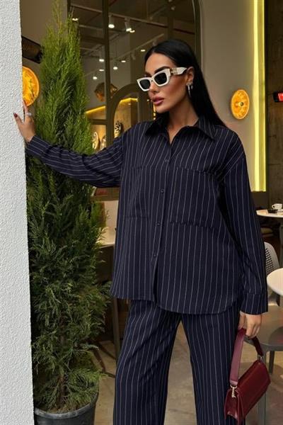 Palazzo Pantolonlu Çizgili Takım 10092