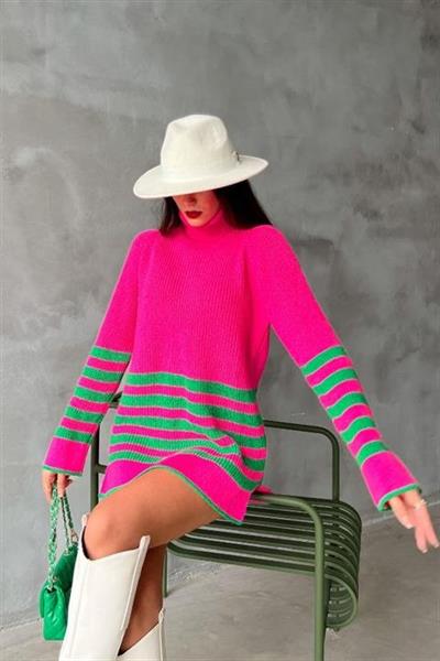 Palgen Çizgili Oversize Kazak 1195-09