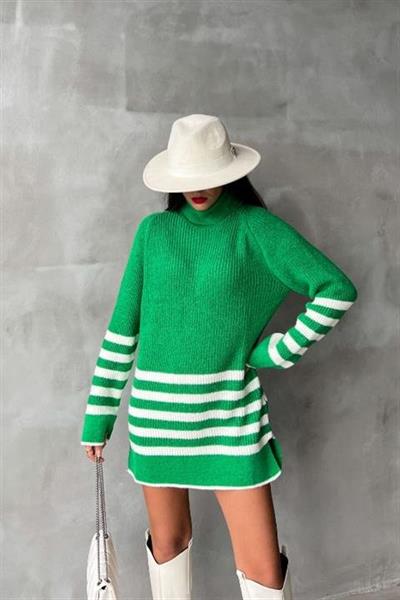 Palgen Çizgili Oversize Kazak 1195-09