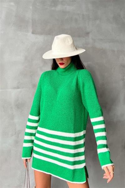 Palgen Çizgili Oversize Kazak 1195-09