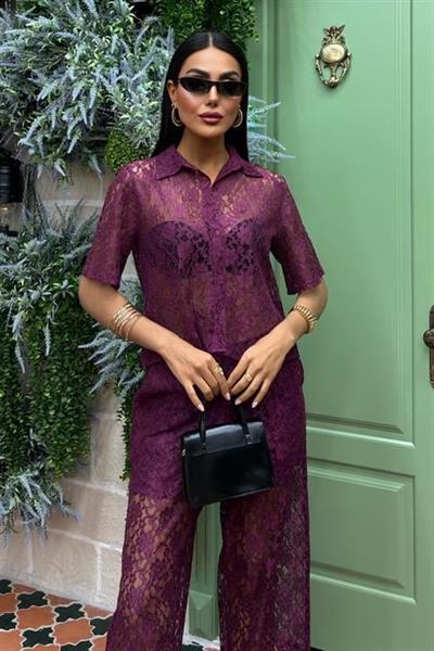 Pantolonu Astarlı Dantel İkili Takım 10119