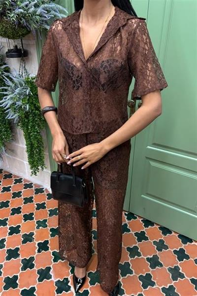 Pantolonu Astarlı Dantel İkili Takım 10119