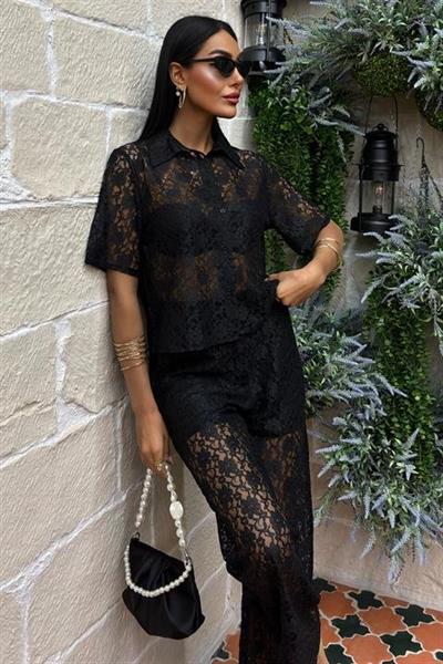 Pantolonu Astarlı Dantel İkili Takım 10119