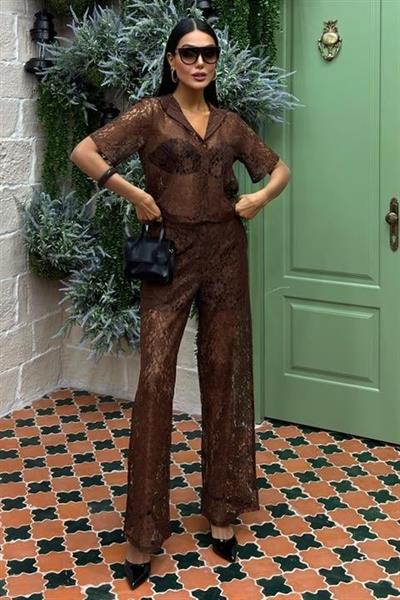 Pantolonu Astarlı Dantel İkili Takım 10119