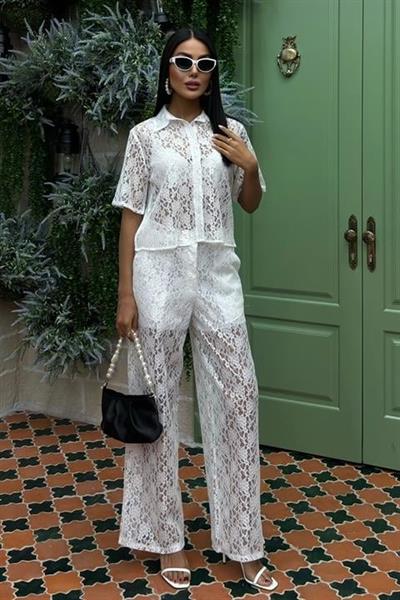 Pantolonu Astarlı Dantel İkili Takım 10119