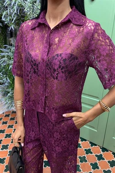 Pantolonu Astarlı Dantel İkili Takım 10119