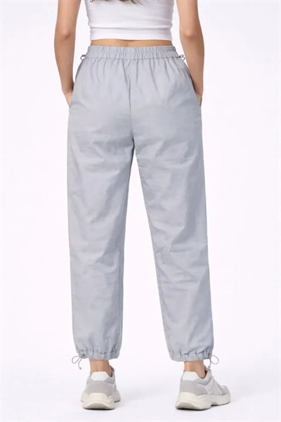 Paraşüt Kumaş Pantolon Bel Ve Paça Ayarlanabilir Lastikli Spor Pantolon - Gri