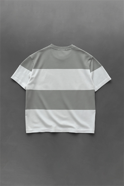 Parçali İki İplik Oversize Tişört Ön Sizin Tasarımınız - Gri