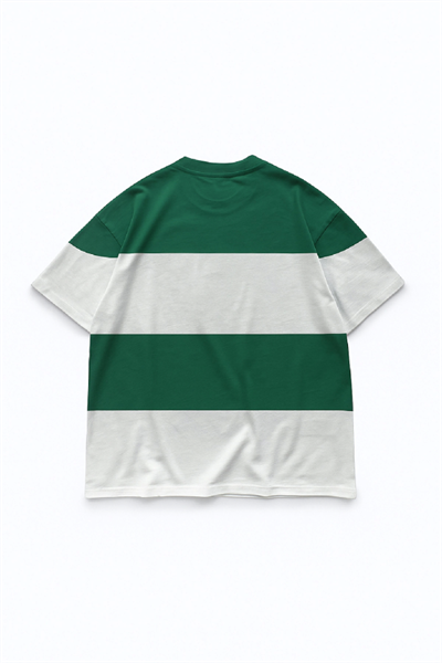 Parçali İki İplik Oversize Tişört Ön Sizin Tasarımınız - Yeşil