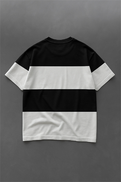 Parçali İki İplik Oversize Tişört Ön Sizin Tasarımınız - Siyah