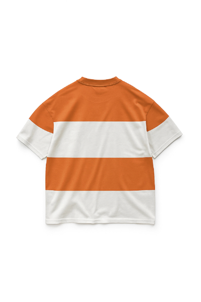 Parçali İki İplik Oversize Tişört Ön Sizin Tasarımınız - Turuncu