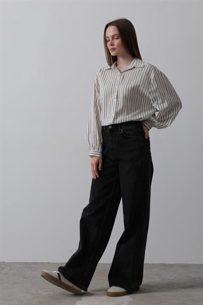 Parçalı Salaş Denim - Siyah