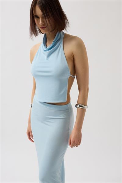 Parlak Kumaş Maxi Etek