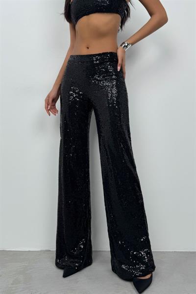 Payetli Wide Leg Pantolon
