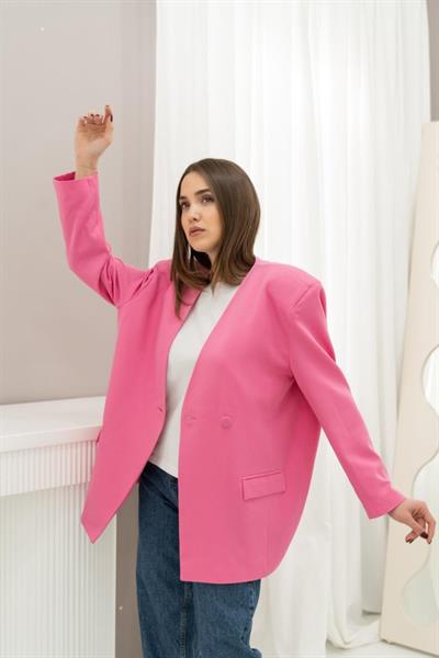Pembe Eteği Lastikli Ceket