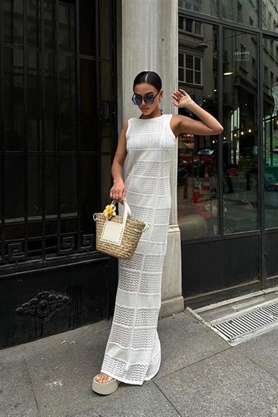 Petunie Sırt Detay Ajurlu Elbise 2734-01