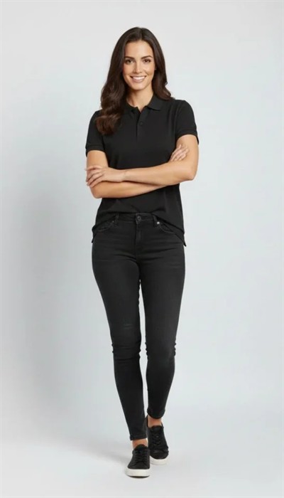 Pike Kumaş Düğmeli Yaka Regular Rahat Günlük Kısa Kol Tişört T-shirt - Siyah