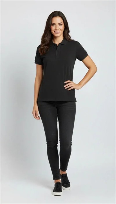 Pike Kumaş Düğmeli Yaka Regular Rahat Günlük Kısa Kol Tişört T-shirt - Siyah