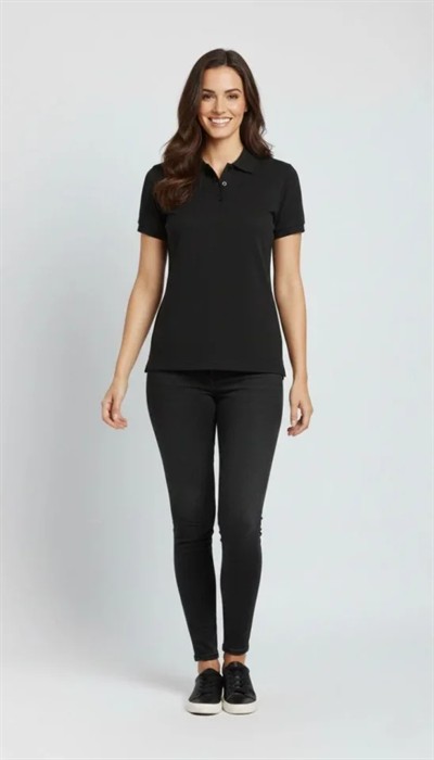 Pike Kumaş Düğmeli Yaka Regular Rahat Günlük Kısa Kol Tişört T-shirt - Siyah