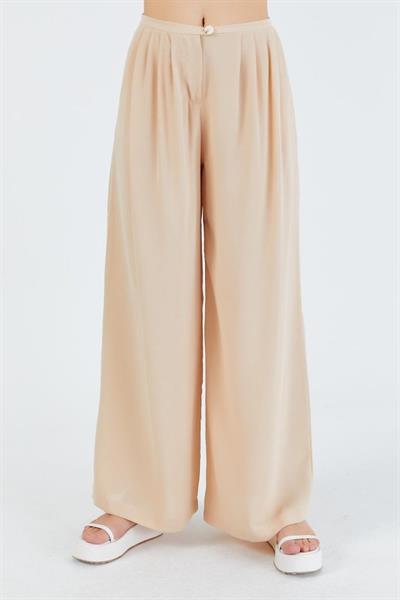 Pileli Palazzo Pantolon - Taş