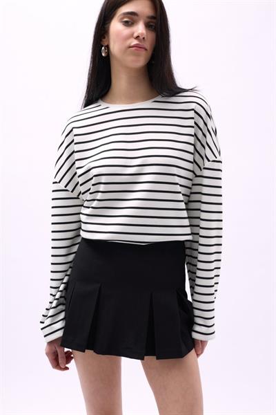 Pileli Yüksek Bel Mini Etek