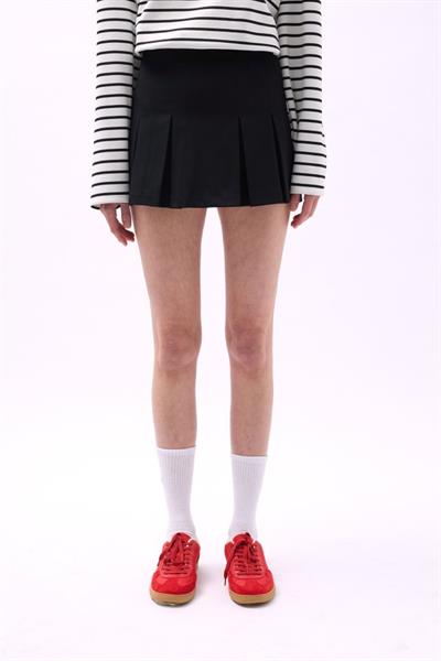 Pileli Yüksek Bel Mini Etek