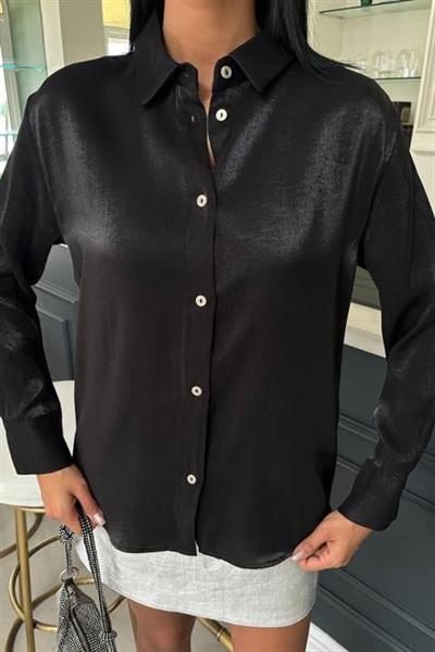 Pırıltılı Kumaş Premium Saten Gömlek 3464