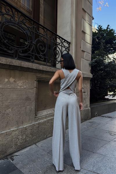 Poly Viscon Sirti Çapraz GeÇİŞlİ Cepken Pantolon Takim